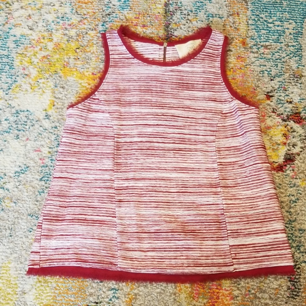 Anthro Berry Striped Sleeveless Top